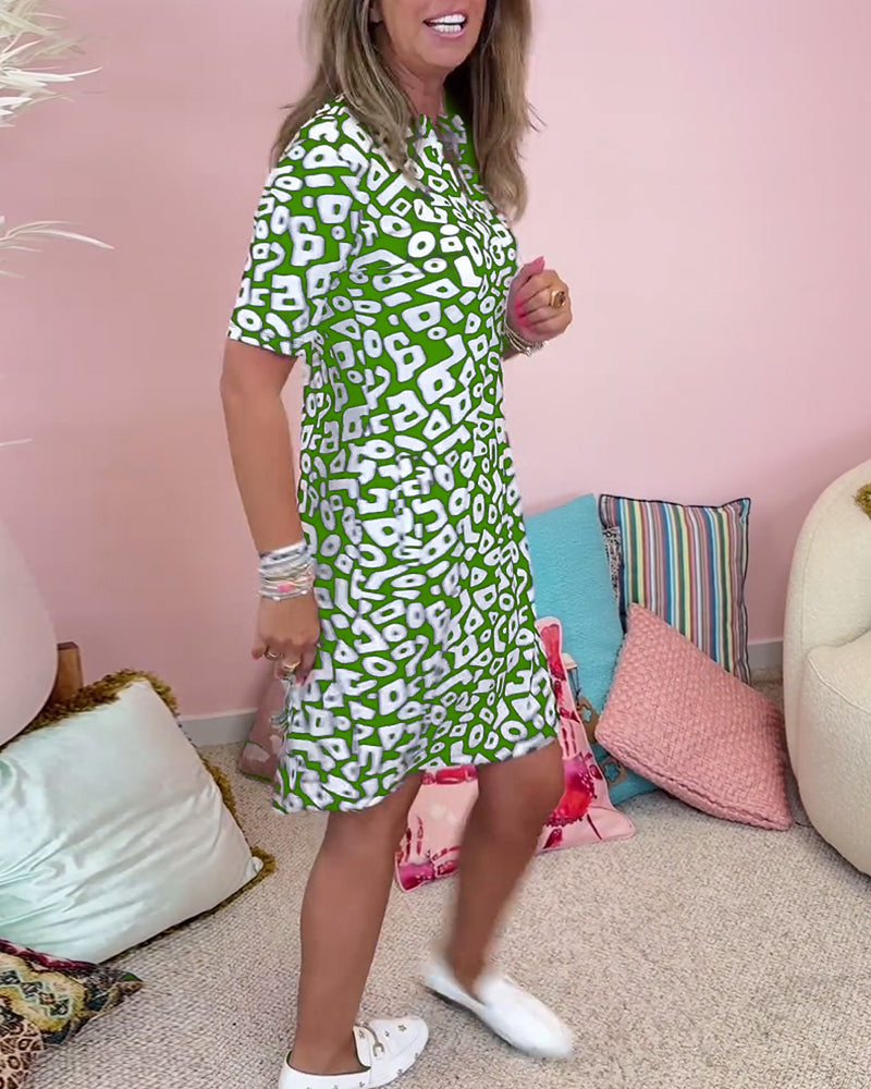 Rachella™ | Bedrucktes Kleid mit V-Ausschnitt und Taschen