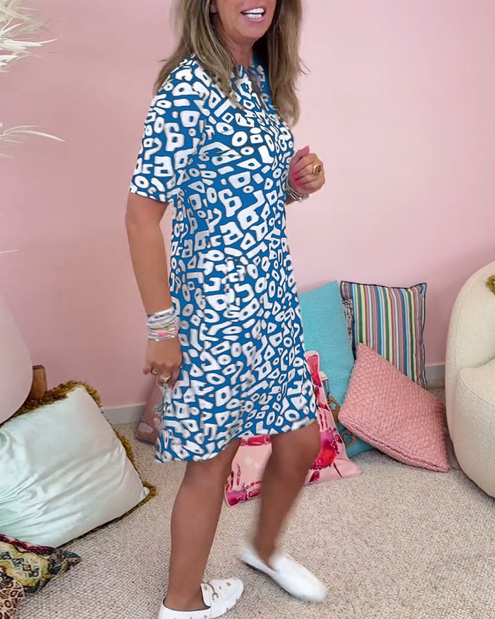 Rachella™ | Bedrucktes Kleid mit V-Ausschnitt und Taschen