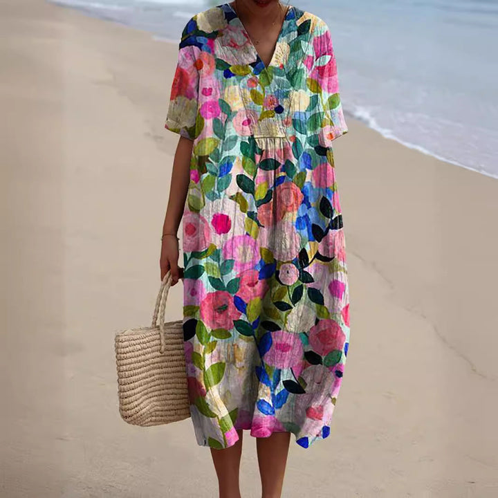 Olivia | Langes bedrucktes Kleid